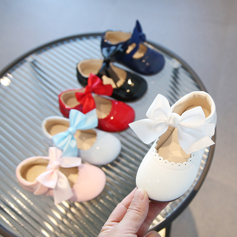 Baby Girl Cute Bow Multi-use Single-layer Shoes 2024 Spring and Autumn New Korean Style Princess Shoes Leather Shoes Dance Shoes