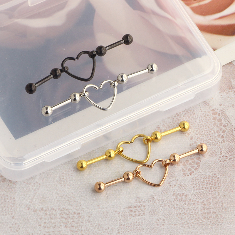 Stainless Steel Love Earrings Round Balls Love Ear Cartilage Studs Ear Piercing Jewelry detail image 7