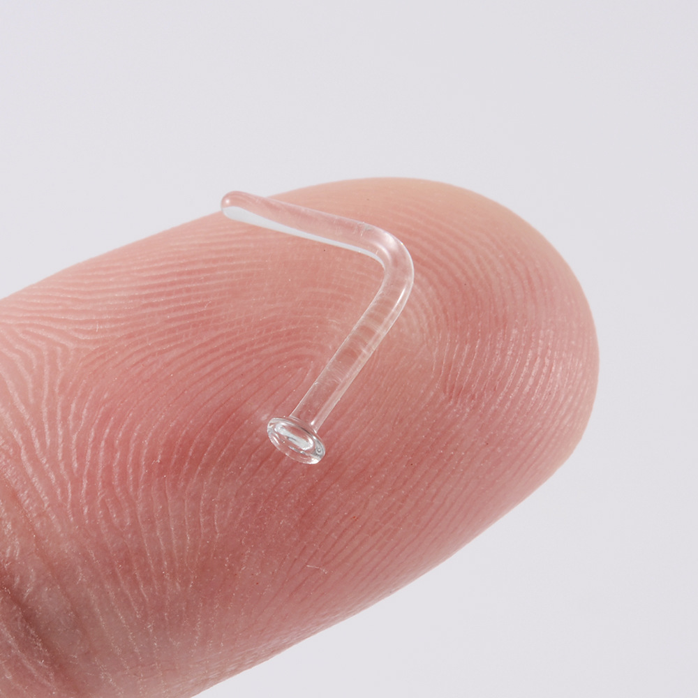 Invisible Transparent Piercing Nose Ring C-shaped Curved Barbell_voghion.com