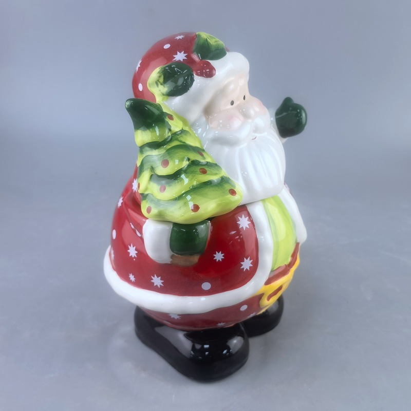 Cerámica Santa en forma de árbol de Navidad galletas en relieve pintado pan de jengibre casa de dulces y muñeco de nieve tanque de almacenamiento