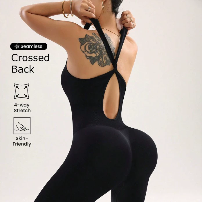 Однотонный удобный облегающий боди креативный стильный высокоэластичный универсальный фитнес-костюм спортивная одежда с открытой спиной сексуальный боди