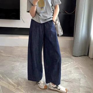 亚麻阔腿裤秋季新款女装显瘦老钱风透气松驰薄款棉麻直筒休闲裤女