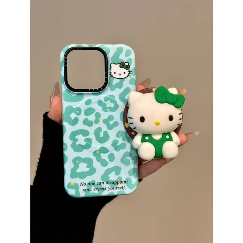 软萌乖坐绿背带猫咪磁吸支架适用iphone16promax苹果15手机壳新款|undefined