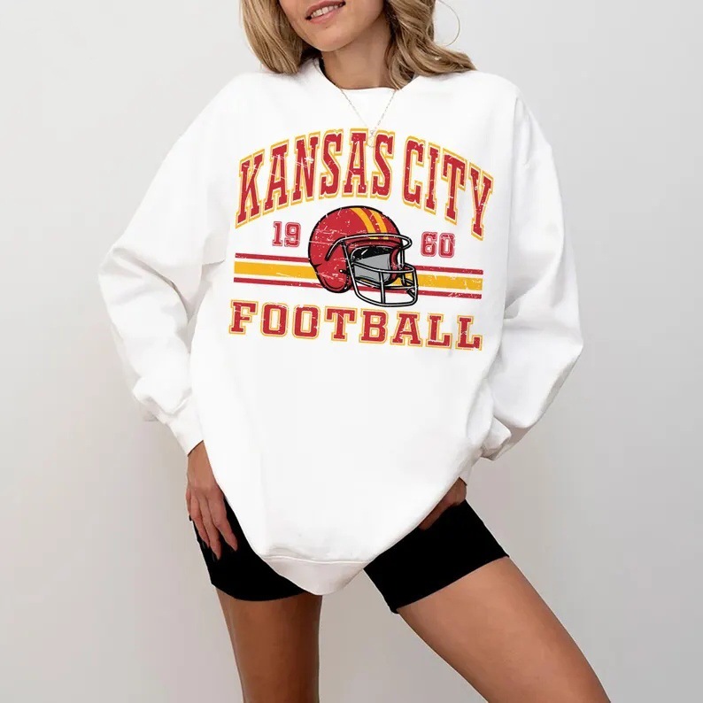 Kansas City Chiefs Sweatshirt Autumn Winter Women's Casual Long Sleeve Crew Neck Printed Pullover_voghion.com