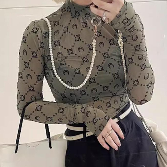 밀리터리 그린 플로킹 바닥 셔츠 + 고품질