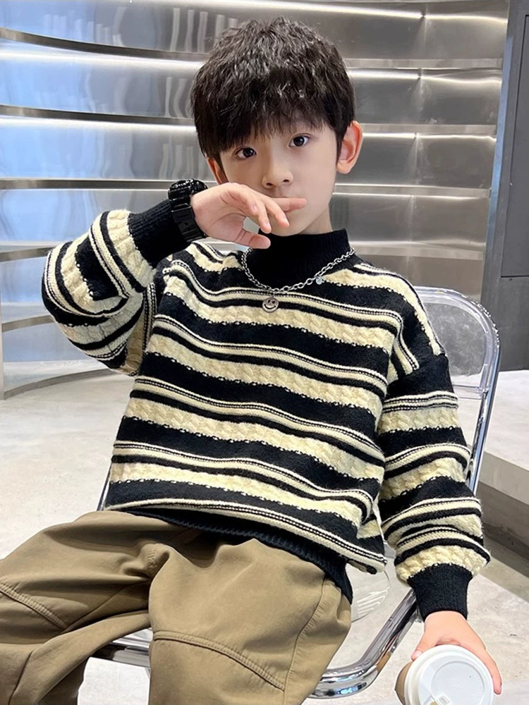 Мальчик свитер осенний и зимний детский трикотаж 2024 новая зимняя одежда