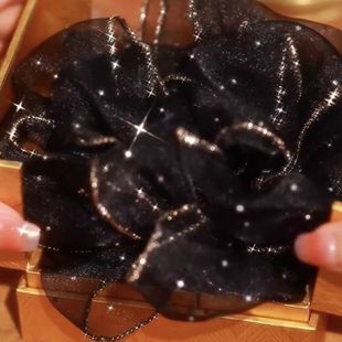 Platinum Sia Oversized Black Fluffy Hair Rope Women's New Flower Cord Rope High Elastic Large Intestine Hair Ring Rubber Tendon Headwear