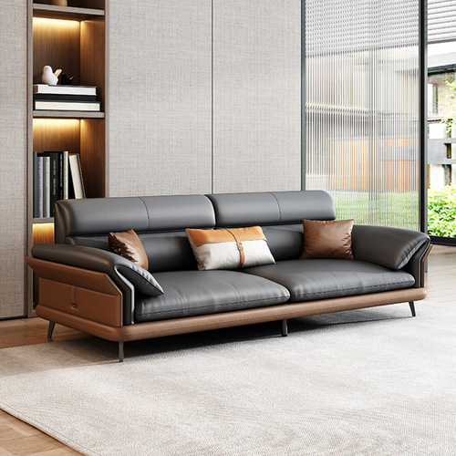 Office Sofa Genuine Leather Business Reception Hall Visitor Area Negotiation Simple Modern Light Luxury Coffee Table Set