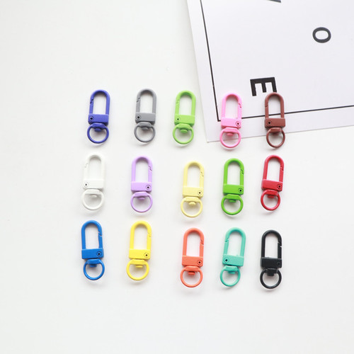 Colorful painted metal hardware hook diy jewelry accessories spring dog buckle U-shaped door buckle rotating key chain pendant