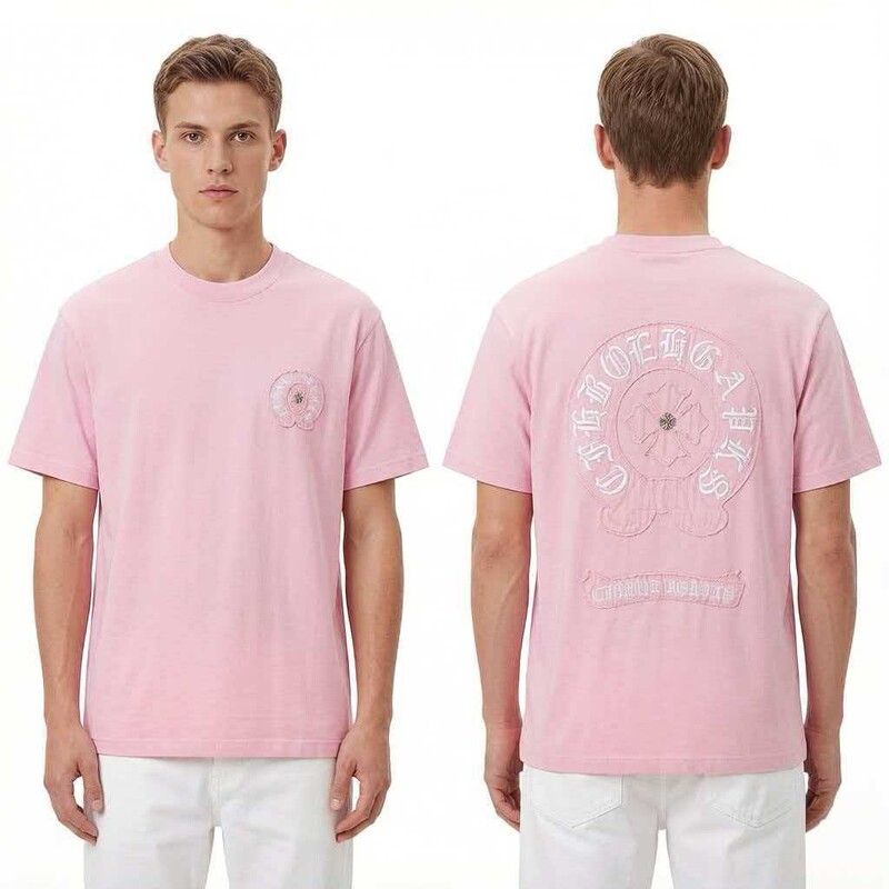 Cross-Border Foreign Trade Ch Cro Brand New Style Trendy Round Neck Short-Sleeve T-Shirt with Letter Embroidery on the Chest, Loose Fit Men's T-Shirt Cross-Border Foreign Trade Ch Cro Brand New Style Trendy Round Neck Short-Sleeve T-Shirt with Letter Embroidery on the Chest, Loose Fit Men's T-Shirt
