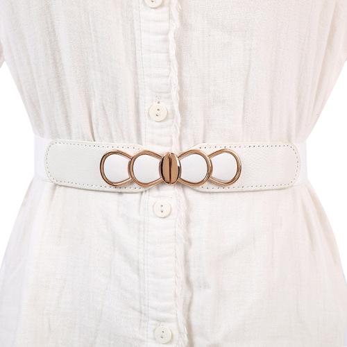 Factory Hot Selling Women's Decorative Button Tight Waist Seal Four Seasons Versatile Down Jacket Dress Elastic Belt Korean