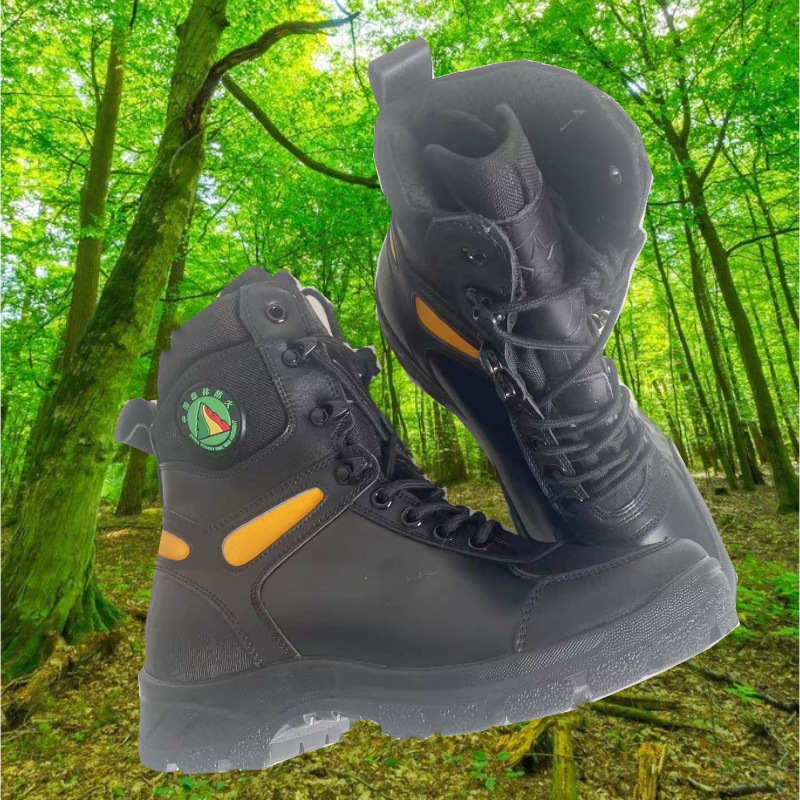 皮质高帮森林消防防护靴防砸防穿刺灭火阻燃靴耐高温扑火防火靴