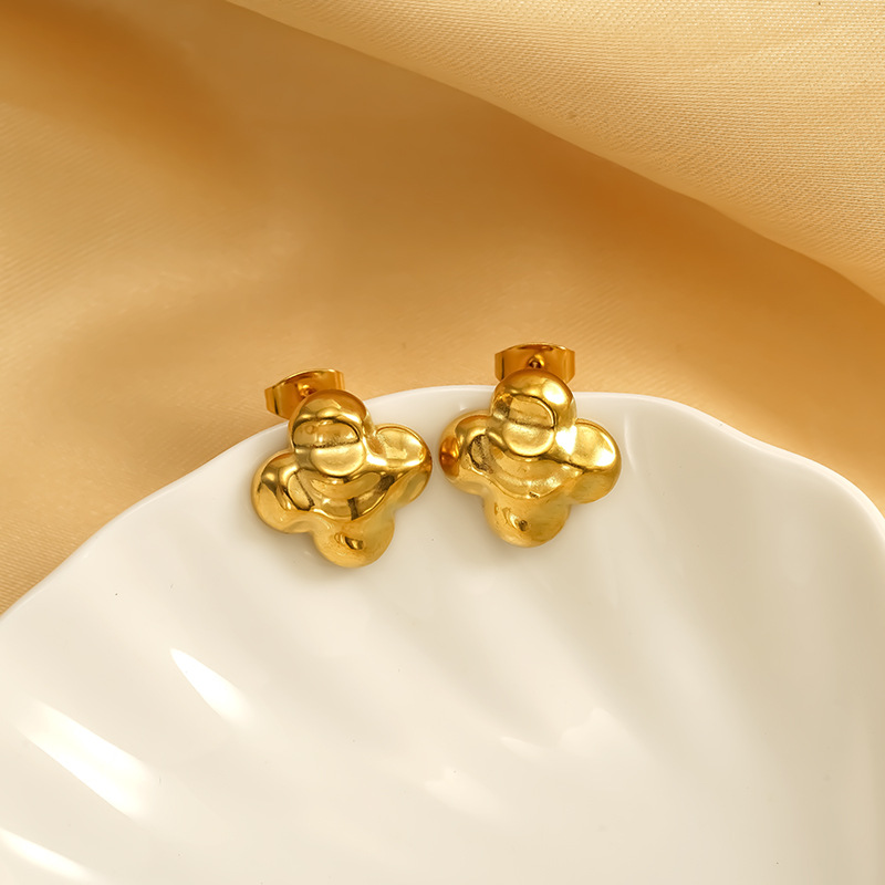 retro with a forged pattern design fashionable earrings stainless…