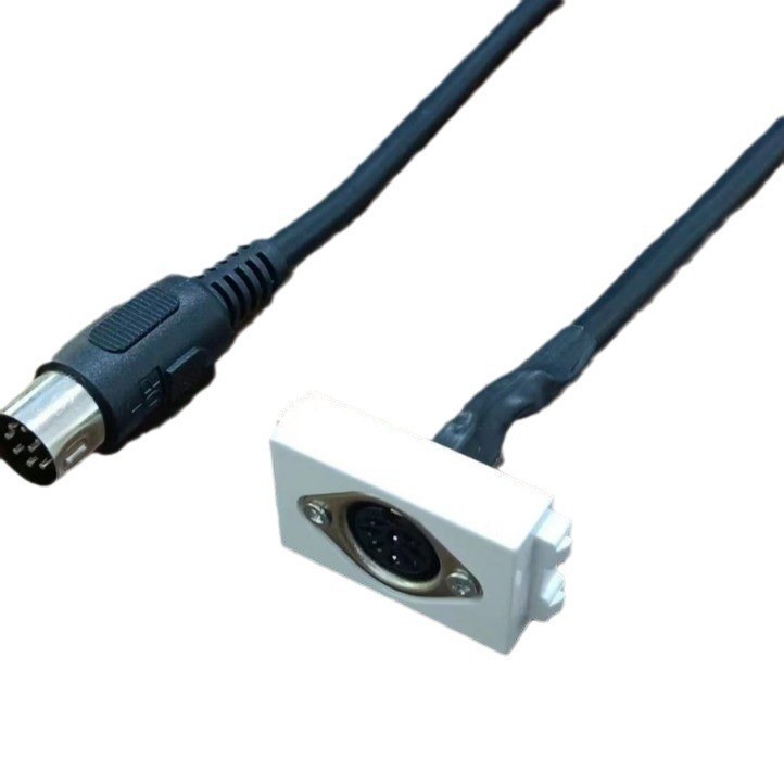 厂家供应128型8芯话筒线地插面板模块大DIN-8P公对母防水连接线