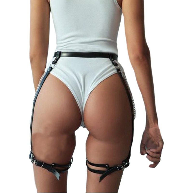 Nuevo cinturón cadena de la cintura ajustable de una sola pieza del anillo de la pierna Liga transfronteriza cinturón de cuero