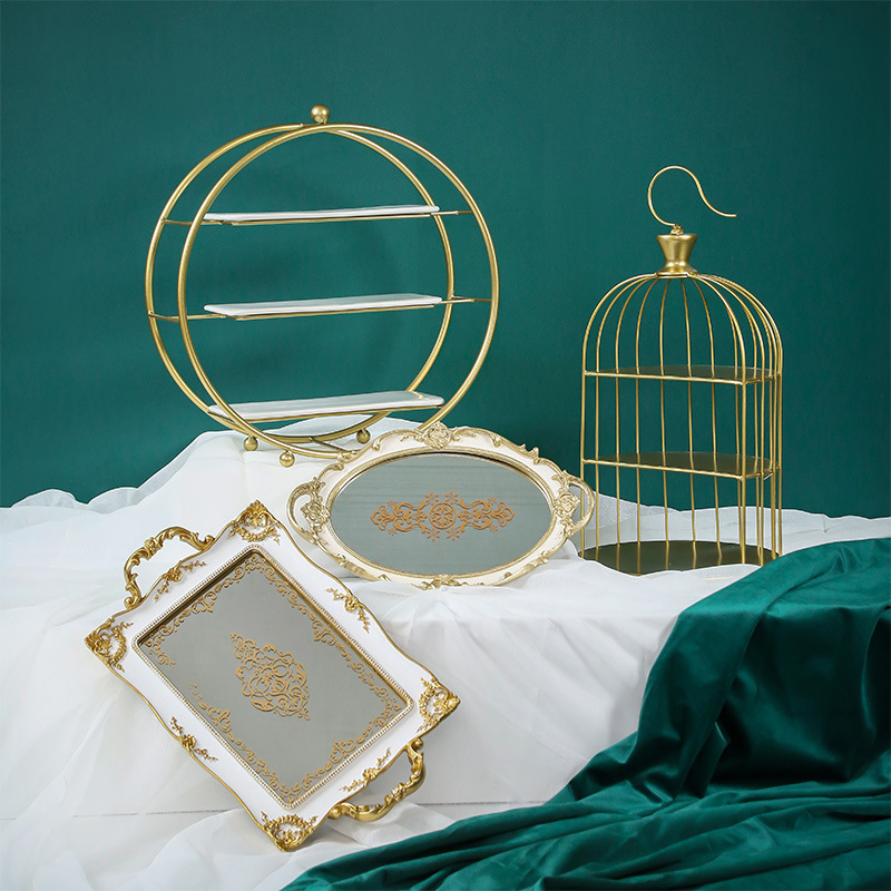 Decoración de mesa de postres de boda de oro, estante de pastel europeo, propósitos de boda, bandeja de pastel de encaje, estante de refrigerio de hierro forjado, 12 juegos image 19