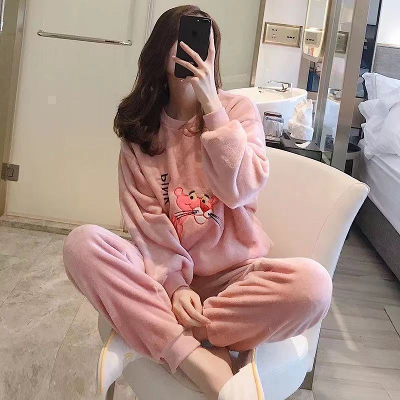 Otoño y invierno pijamas mujeres coral veludo engrosado 2024 nuevos estudiantes cálidos franela invierno conjunto de ropa para el hogar image 15