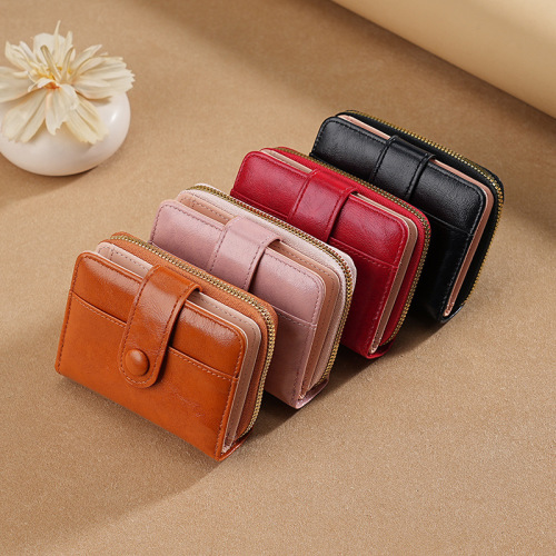 High-quality and minimalist ladies' snap-fastener coin pocket women's multi-functional short coin purse niche wallet