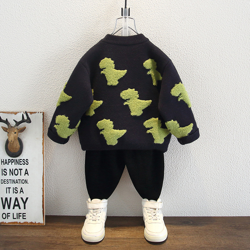 6476 suéter para niños ropa de otoño e invierno 2025 nuevo bebé estilo coreano suéter de punto callejero frito chico guapo suéter de dibujos animados