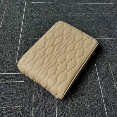 Armrest box pad Ripple Nappa Leather Universal Armrest - wavy-beige-large-33215