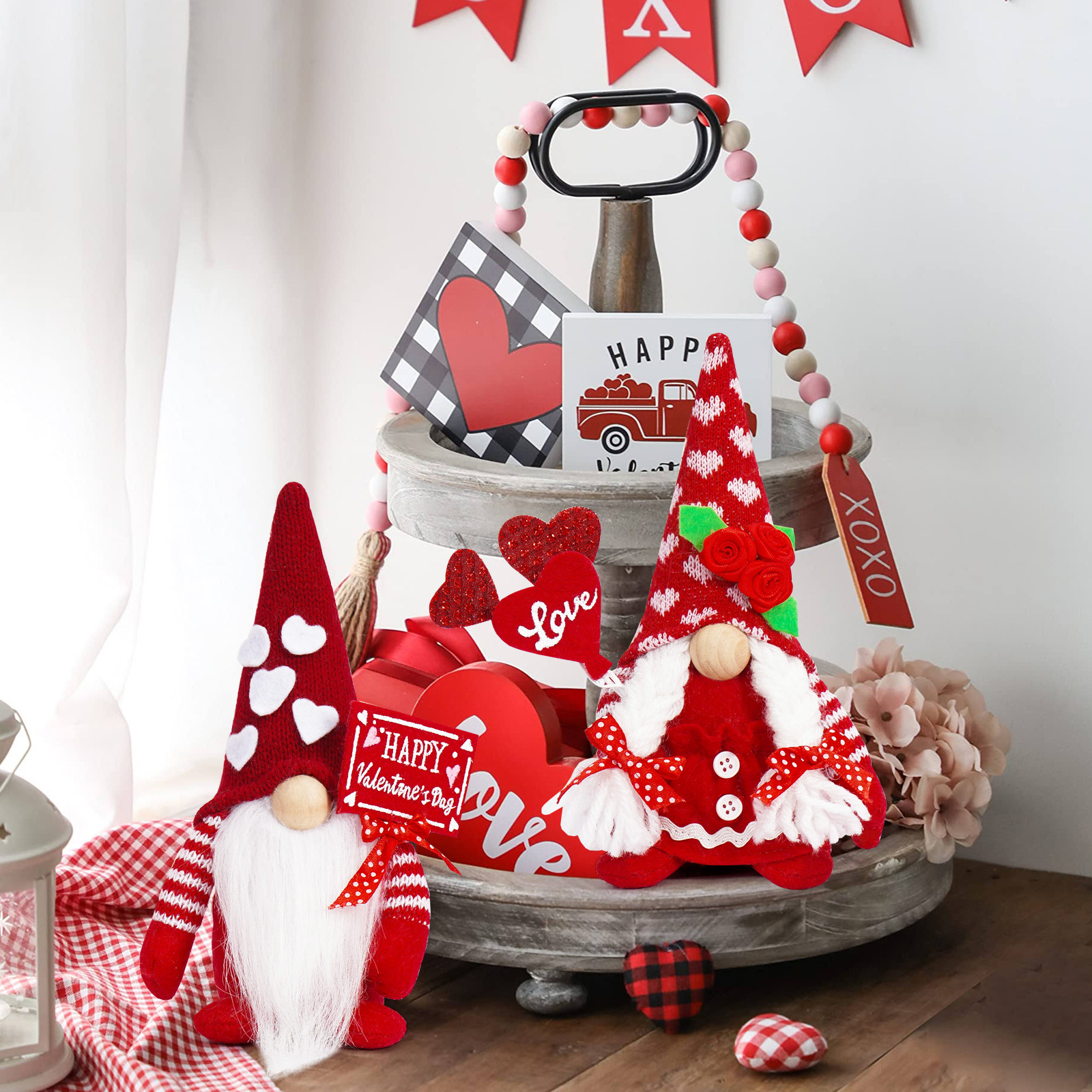 Día de San Valentín transfronterizo sin cara anciano amor pareja Rudolph muñeca enano decoración pareja