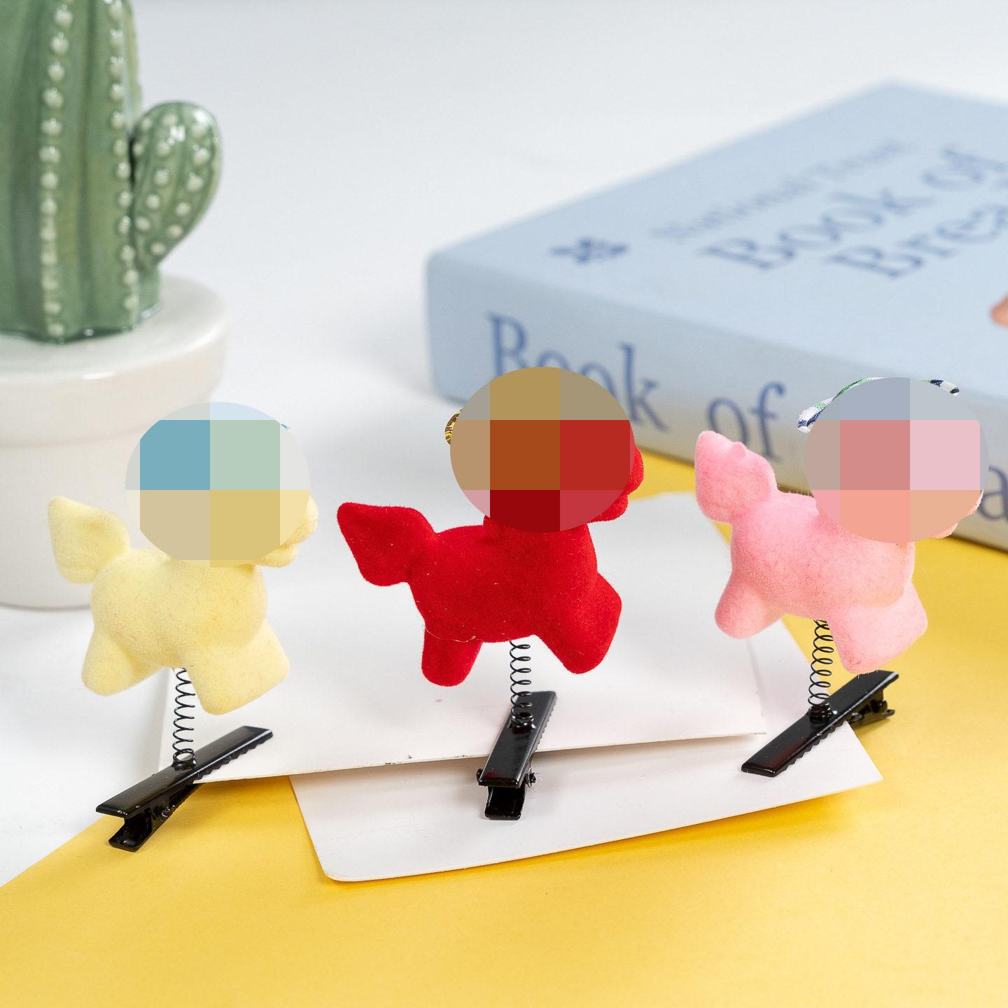 모자 달린 조랑말 머리핀 (색상 혼합 발송)