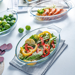 玻璃烤盤耐熱盤子菜盤家用烤箱微波爐專用魚盤焗飯長方形正方形盤