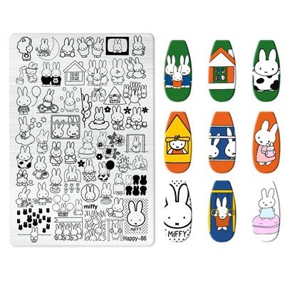 Dırnaq bəzəkləri | Jingtian Nail Art Stamping Plate - happy-086-with-back-plate