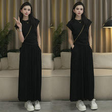 飞飞袖上衣简约两件套夏季新款显瘦修身时尚国风收腰半身裙套装女