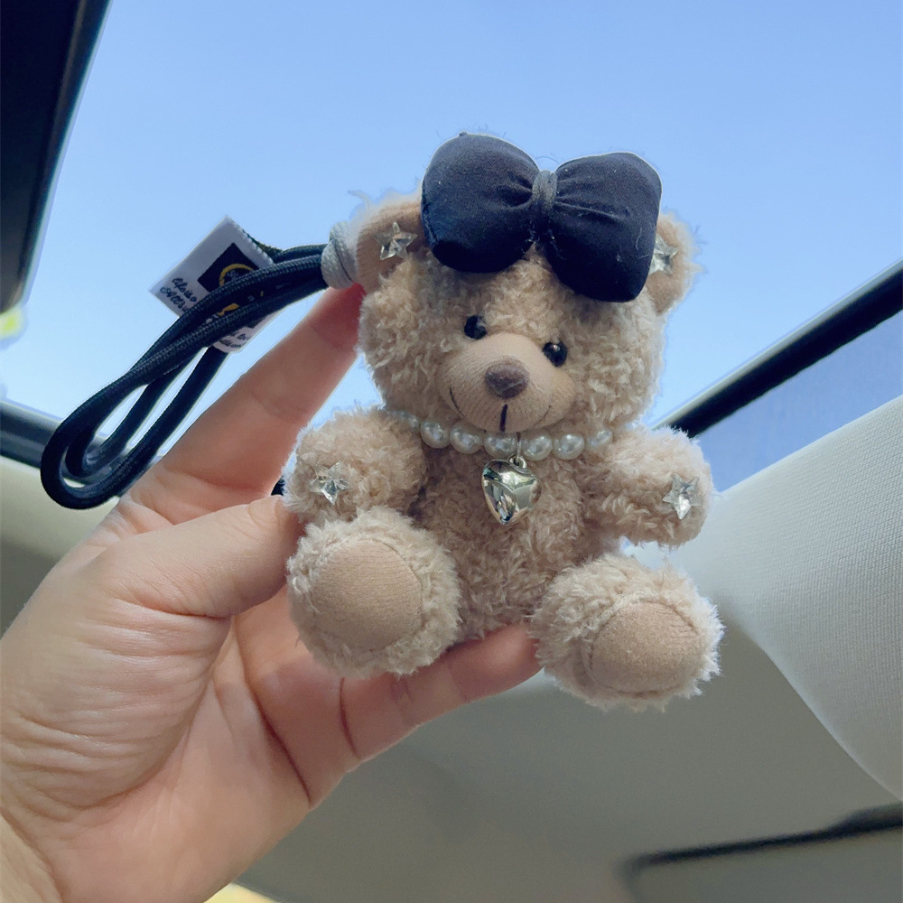 Red popularidad de aire de oso llavero de dibujos animados de alta calidad muñeca de peluche lindo bolso colgante llave del coche mujer