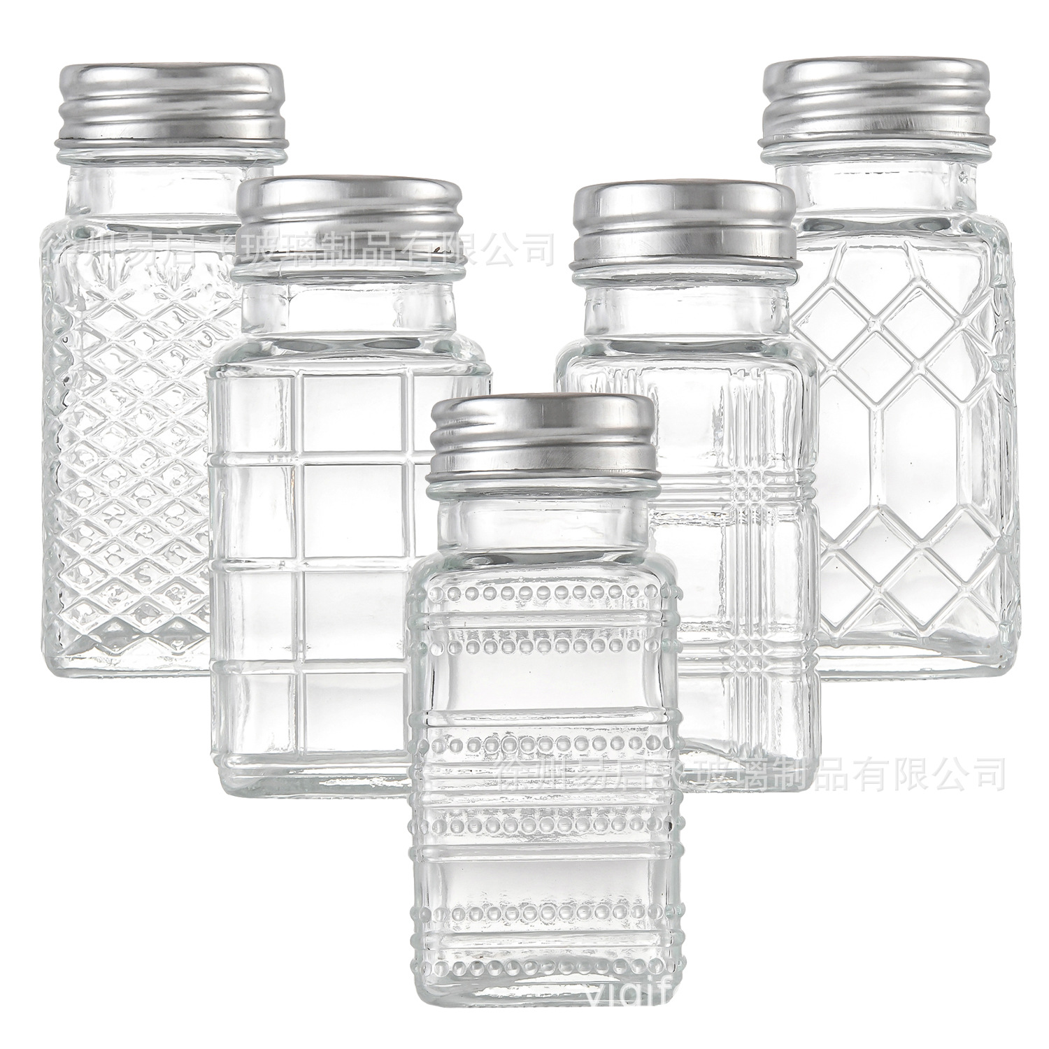 Botella de condimentos de vidrio cuadrado de 80ml transfronterizo 2 botellas de pimienta talladas condimentos de cocina condimentos latas