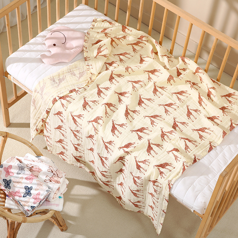 Cotton Two-Layer Wrapping Towel Soft Breathable Newborn Bath Towel Cover Blanket Wrapping Blanket Baby Baby Products Swaddle Towel