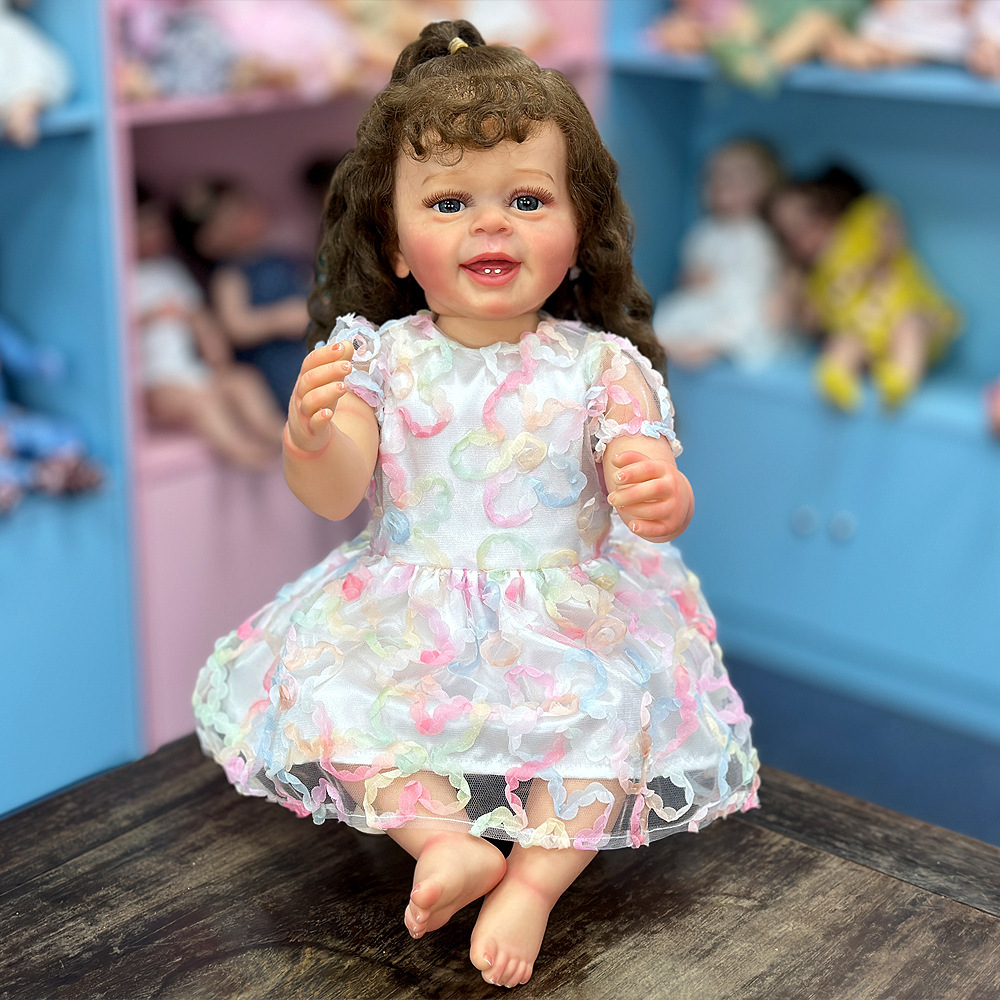 Puede ser suave juguetes de venta caliente en stock muñeca cruda lavable transfronteriza pesada 55CM muñeca de cabello largo de la niña