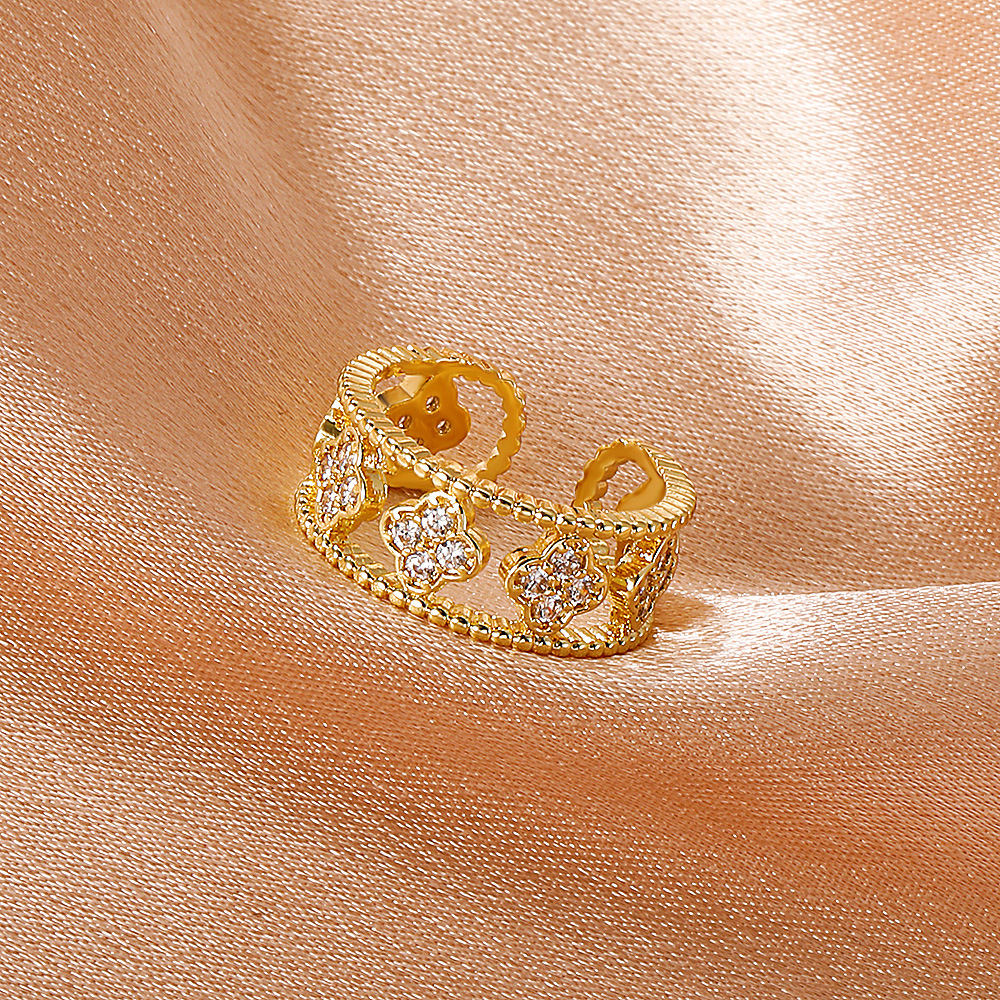 cross-border new index finger knuckle ring fashion micro-inlaid zircon flower ring hollow geometric 