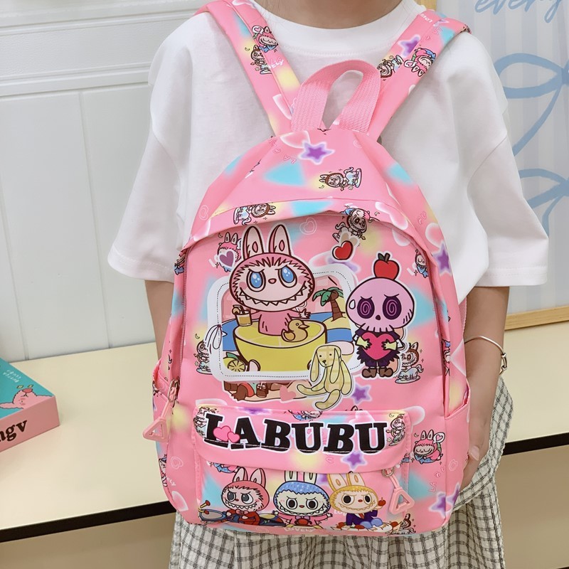 拉布布满印超轻儿童书包新款卡通LABUBU跨境大容量幼儿园双肩包包|undefined