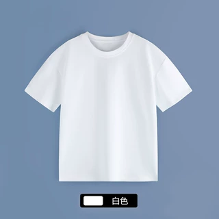 儿童白色短袖T恤纯棉夏季男童纯白色打底T恤女童圆领半袖内搭上衣