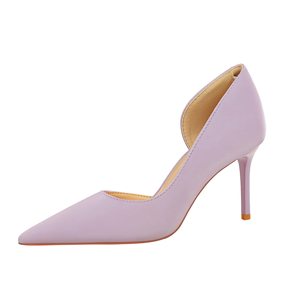 3226-A2 European and American style banquet high-heeled shoes with a feminine feel, thin heels, shallow mouth, pointed toe, side empty high-heeled shoes, professional shoes
