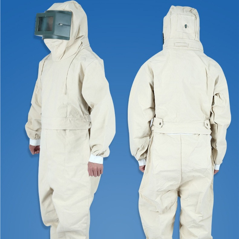 喷砂服打砂衣帆布加厚油漆涂料冲砂喷沙服裤子分连体防护服打磨帽