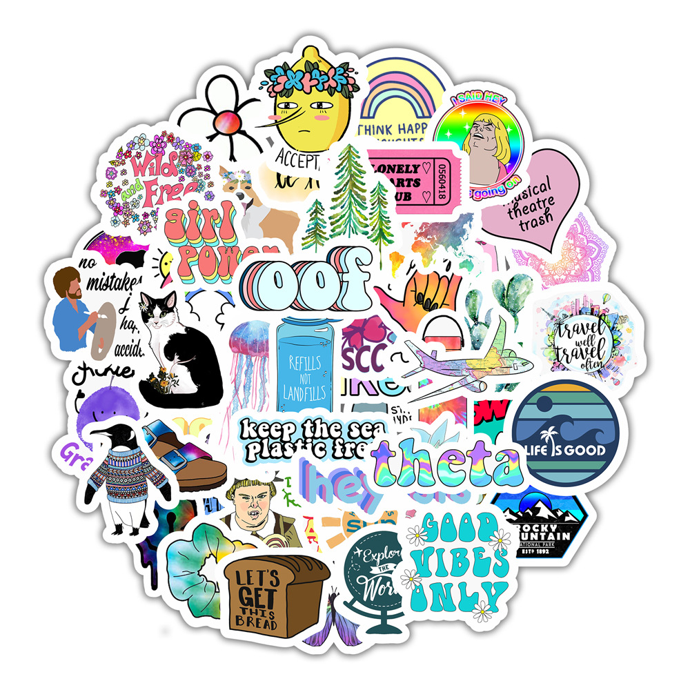 Rosa púrpura serie fresca vsco chica taza de agua botella de agua pegatinas ins Amazon dibujos animados niños pegatinas