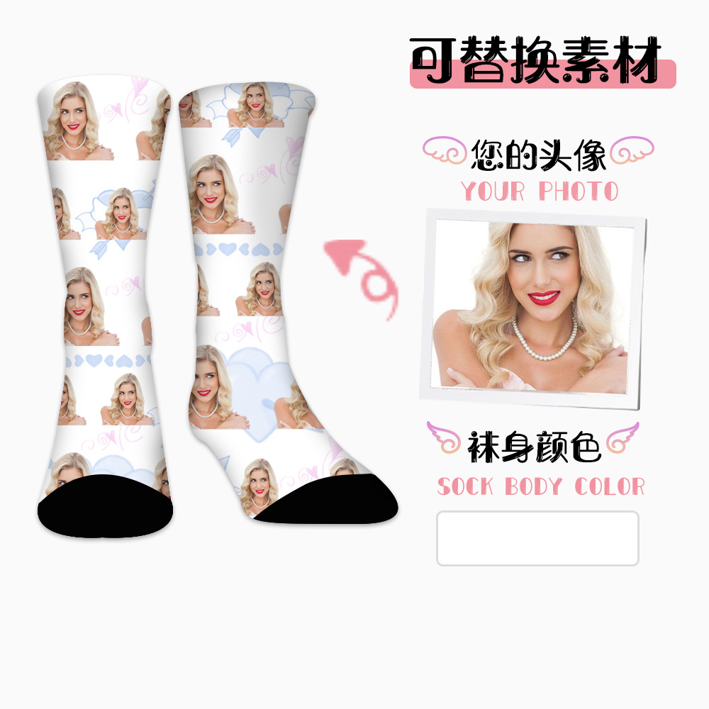 360 Printed Socks, Digitally Printed Socks, Logo 3D Printed Socks, Wholesale Starting from One Piece, Exclusively for Cross-Border Supply, Men's Socks