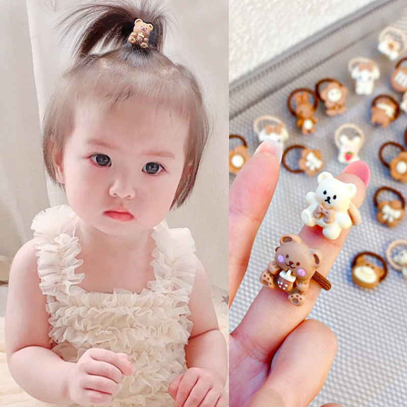 ミルクカレー色の子供の親指の髪輪赤ちゃんの髪ひもの髪飾り少女は髪ひもを刺して髪ゴムの髪飾りを傷つけない|undefined