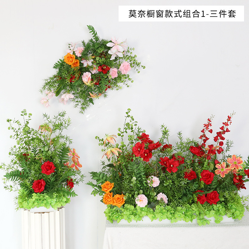 モネの庭の造花アレンジメント、床置き花飾り、完成品、結婚式の装飾、吊り下げ花、結婚式のTステージ、道路の花|undefined