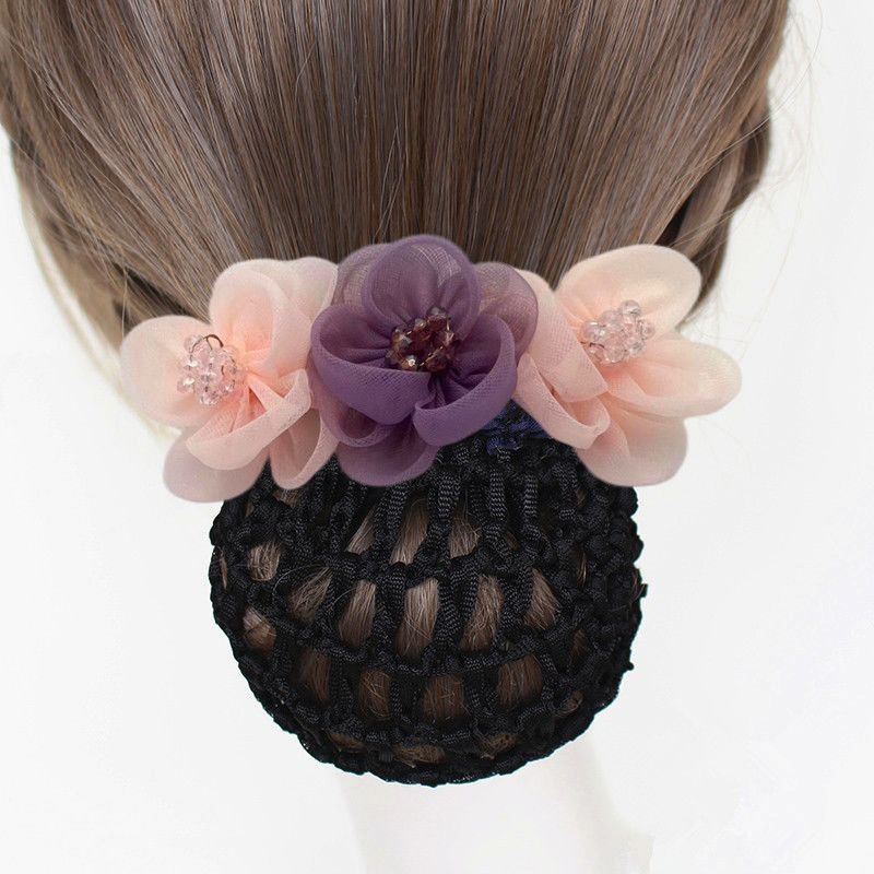 Professional hair net, high-end hair accessory, hair tie, flight attendant hair net, hair net cover, flower-shaped hair net, flower hair clip