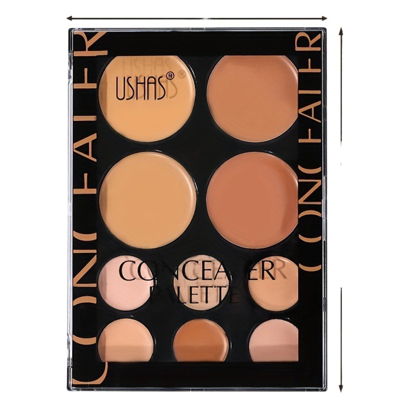 Maquillaje transfronterizo USHAS Disco corrector de 10 colores Disco de sombra de reparación Crema de alto brillo para cubrir las marcas de acné y las ojeras