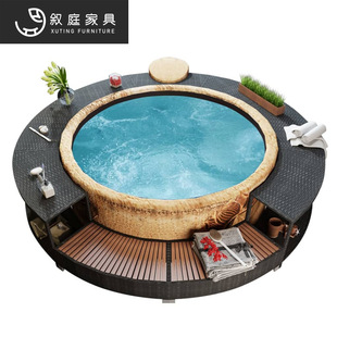 Rattan Sofa Round Rattan Chair Courtyard Deck Terrace Garden Arc Combination Outdoor Furniture Park Scenic Spot Round Sofa