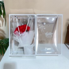 花束包装盒pvc烘焙透明喜糖包装盒母亲节花束透明手提塑料礼盒