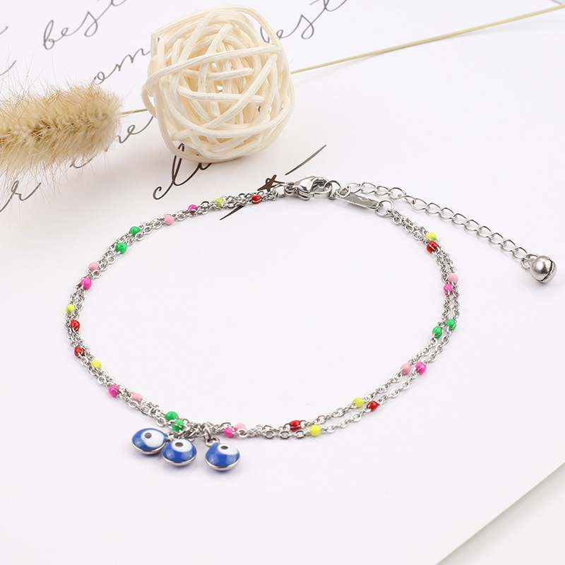 5g Weight Anklet Classification 1 Piece Quantity Retro Devil's Eye Stainless Steel Wholesale Anklet