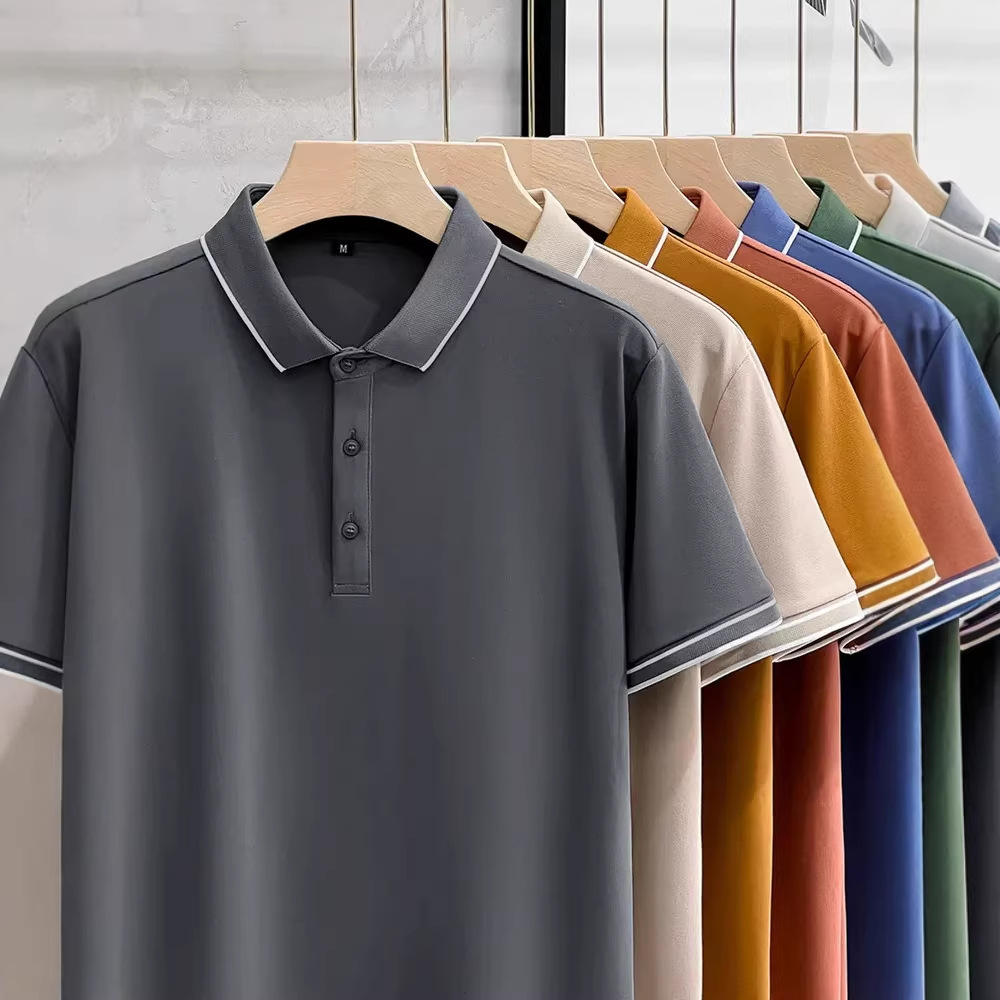 Cross-border popular solid color polo shirt for men, 2026 summer short-sleeved top, Korean style, trendy and versatile turn-down collar t-shirt