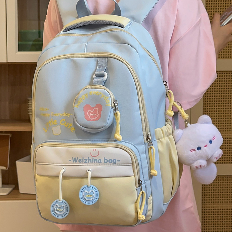 スクールバッグ女性 2025 新しいプリント中学生バックパックファッショナブルで多用途な大容量ファッショナブルなカラーマッチングバックパック|undefined