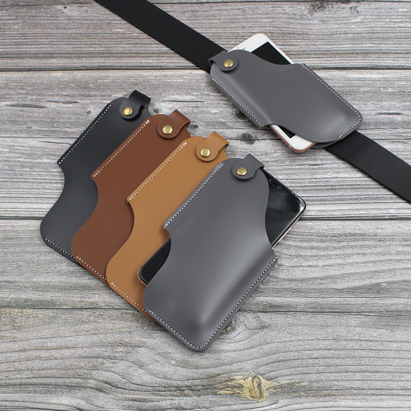 Europa y América Retro teléfono móvil bolso de la cintura PU de cuero de la cintura colgando bolsa de teléfono móvil al aire libre deportes EDC teléfono móvil anti-perdida Funda de cuero protectora